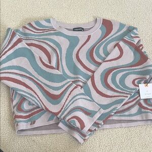 La La Land Originality Nordstrom Swirl Pattern Soft Crew Neck Sweater sz Medium